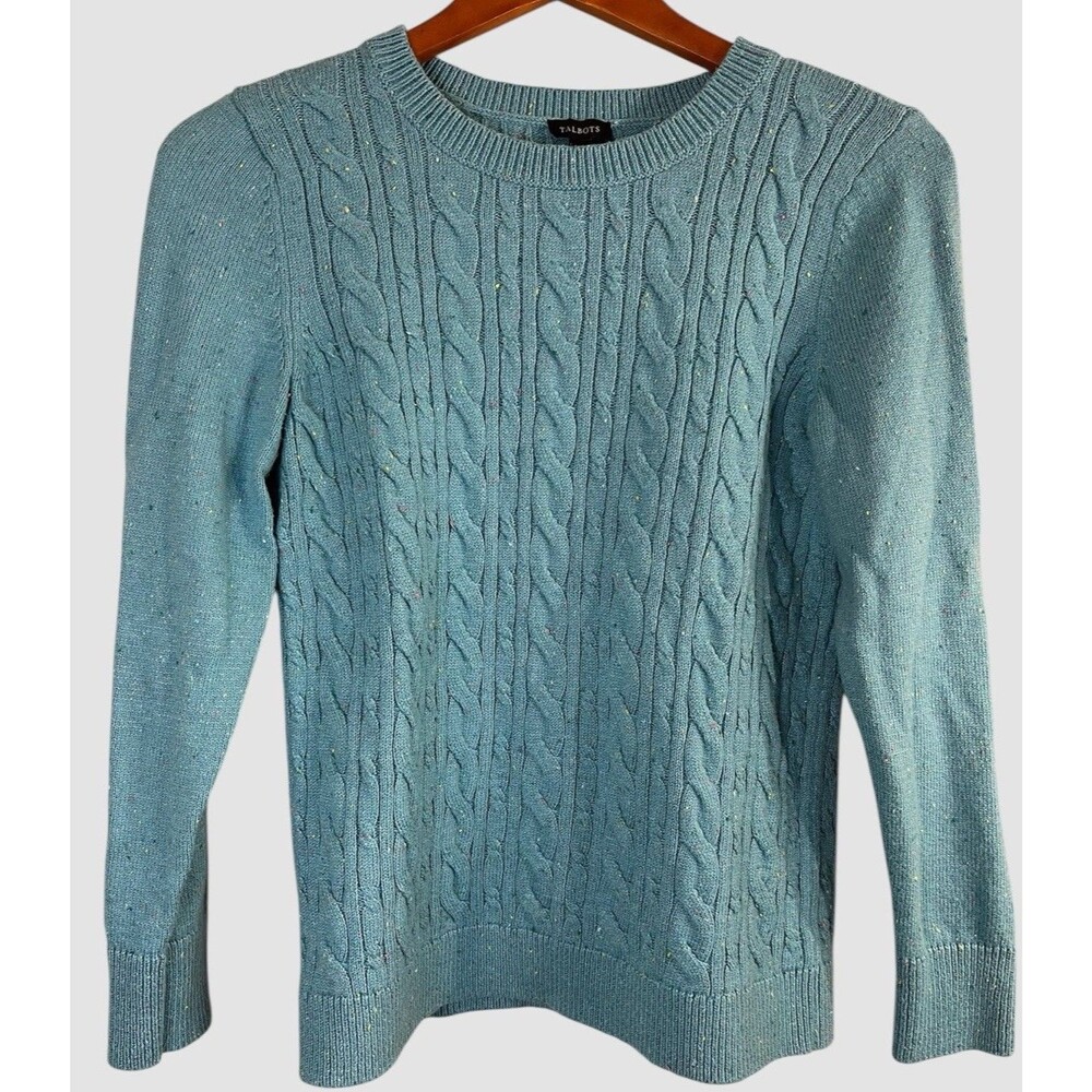 TALBOTS Cable Knit Sweater Womens Medium Pullover Cozy Preppy